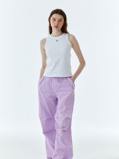 Color : WhiteCountry of Origin : Republic of Korea Spring Cotton Crew Neck Tank Top, Spring Crew Neck Cotton Tank Top, Casual Purple Cotton Tank Top, Casual Muscle Tank Tee For Spring, Basic White Muscle Tee For Spring, Purple Cotton Tank Top For Spring, Basic Spring Tank Top For Streetwear, Casual Muscle Tee For Spring Streetwear, Spring Purple Cotton Tank Top