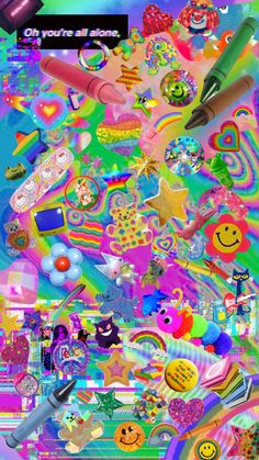 a colorful background with lots of different items