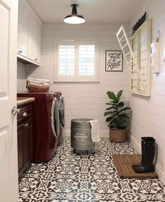 a washer and dryer in a small room