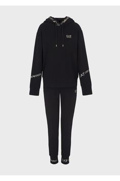 This EA7 tracksuit combines practicality and dynamic style ensuring comfort during your workout sessions and leisure time. The logo tape with the Emporio Armani EA7 logo embellishes the hooded sweatshirt and joggers, both perfect for teaming with the collections T-shirts to create versatile, on-trend total looks. Sporty Hoodie With Logo Detail For Loungewear, Sporty Logo Sweatpants For Streetwear, Athleisure Tracksuit With Ribbed Cuffs For Jogging, Tracksuit With Drawstring Hood For Jogging, Sporty Logo Sweatshirt For Loungewear, Sporty Sweatshirt With Logo For Loungewear, Sportswear Hoodie With Logo Detail, Swimming Women, Matching Sets Outfit