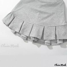 Olivia Mark - Winter Fashion Casual Basic Pleated Mini Skirt Casual Gray Cotton Mini Skirt, Casual Pleated Gray Tennis Skirt, Casual Gray Pleated Tennis Skirt, Gray Pleated Casual Tennis Skirt, Gray Cotton Mini Skirt For Summer, Casual Gray Cotton Skort, Gray Cotton Skirt For Spring, Spring Gray Cotton Skirt, Long Midi Skirt