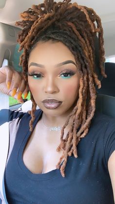 Twist Over Locs Protective Styles, Loc Updo Styles Long, Girl Locs, Feminine Makeup, Fresh Face Makeup, Beautiful Locs, Beautiful Dreadlocks, Faux Locs Hairstyles