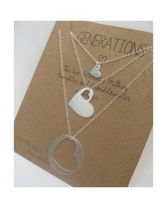 Generations necklace set grandmother mother by carriesaxl on Etsy Heart Pendant Necklace For Wedding And Mother's Day Gift, Sterling Silver Jewelry For Father's Day Gift, Elegant Hand Stamped Necklace For Anniversary Gift, Minimalist Charm Necklace For Mother's Day Anniversary, Double Heart Necklace For Wedding On Mother's Day, Heart-shaped Necklace For Mother's Day Wedding Gift, Wedding Necklaces For Mother's Day With Double Heart, Elegant Hand Stamped Jewelry As Gift, Elegant Hand Stamped Jewelry Gift