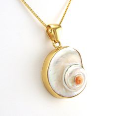 This real cinnerus sea shell is set in a gold tone alchemía setting. Sea shell pendant is 1 3/4 inches long and 7/8 inch wide and is sold separate from the 18k gold fill 1.2mm box chain shown. Alchemía is a blend of base metals that have the look of 18k gold. Style Number: 9179 Metal: Alchemía Gemstone: Genuine Cinnerus Shell Dimensions: 1 3/4 inches long and 7/8 inch wide Handmade in Mexico Shell Pendant, Sea Shell, Box Chain, Gold Style, Base Metal, Sea Shells, Gold Filled, Shells, 18k Gold