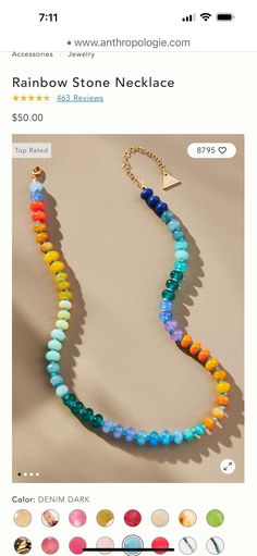 the rainbow stone necklace is on sale for $ 1, 500 and it's in store