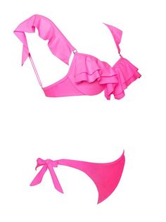 This two-piece bikini is certain to get you noticed! Featuring a hot pink lycra fabric with ruffle bikini top and side tie bikini bottom. "Konoha Hot Pink Ruffle Bikini" Lycra Miss Circle, Lycra Fabric, Cute Swimsuits, Pink Ruffle, Hot Pink, Two Piece, Pink, Clothes