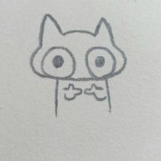 a drawing of a cat with big eyes