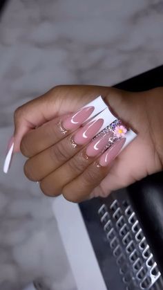 Cute Plain Nails Acrylic, Plain Long Nails, Plain Acrylic Nails, Broken Nails, Drip Nails, Nails Design With Rhinestones