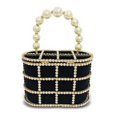 SYNTHETIC PEARL TOP HANDLE WOMEN CRYSTAL EVENING PURSES AND CLUCTHES FORMAL WEDDING HANDBAGS Cage Bag, Formal Clutch, Wedding Handbag, Bucket Purse, Metal Bucket, Party Purse, Stylish Handbags, Evening Handbag, Evening Purse