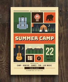 a poster with the words summer camp on it