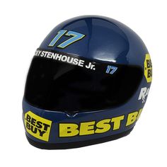 a blue helmet with the words best buy written on it