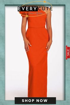 Casual Solid Backless Oblique Collar Long Dresses Strapless Solid Color Formal Dress, Strapless Orange Maxi Dress For Party, Maxi Dress With Straight Neckline For Evening, Strapless Orange Maxi Dress For Night Out, Maxi Dress With Straight Neckline For Banquet, Elegant Orange Maxi Dress For Date Night, Formal Solid Maxi Dress With Straight Neckline, Solid Maxi Dress With Straight Neckline For Formal Occasions, Solid Strapless Maxi Dress For Formal Occasions