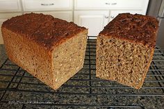 two slices of bread sitting on top of a cooling rack