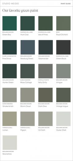 the color chart for our favorite green paint