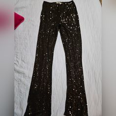 Lined Sequin Pants Nwt. Lined Black Fully Sequined Pants. These Have A Long Length. Very Stretchy. Xs-M Could Wear Fitted Leggings For Party, Stretch High-waisted Pants For Date Night, Stretch Full Length Bottoms For Date Night, Fitted Full-length Leggings For Party, Stretch Straight Leg Pants With Sequins, Fitted Dress Trousers For Party, Fitted Straight Pants For Date Night, Black Stretch Dress Pants For Party, Party Full-length Leggings