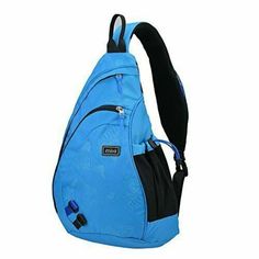 Nwt Mixi Sling Single Strap Small Backpack Made Of Durable Water Resistant Nylon Fabric Anti Theft Pocket Cellphone Pocket Side Water Bottle Holder Padded Back Panel Adjustable Shoulder Strap Portable Blue Shoulder Bag For Outdoor Activities, Blue Shoulder Chest Bag For Outdoor Activities, Portable Blue Backpack For Outdoor, Blue Nylon Bags For Outdoor Activities, Blue Nylon Chest Bag For Outdoor, Nylon Backpack Chest Bag, Blue Nylon Hiking Bag, Blue Nylon School Bag, Functional Blue Chest Bag For Outdoor