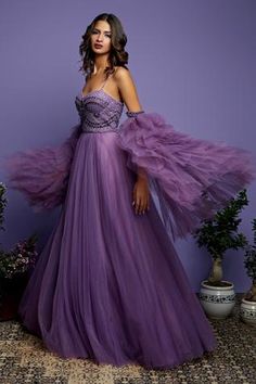 Shop for Asra Purple Net Embroidered CorSet off Shoulder Gown for Women Online at Aza Fashions Embroidered Corset, Reception Bride, Party Reception, Corset Gown, Purple Gowns, Gown For Women, Off Shoulder Gown, Net Dress, Purple Outfits