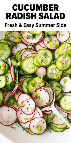 Radish cucumber salad recipe Radish Cucumber Salad, Cucumber Radish Salad, Cucumber Salads, Cucumber Diet, Radish Recipes, Creamy Cucumber Salad, Radish Salad, Yogurt Dressing, Cucumber Recipes Salad