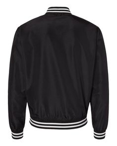 Lightweight Bomber Jacket - BLACK/ WHITE STRIPE - S | Independent Trading Co. Lightweight Bomber Jacket in Black/White Size Small | Polyester Black Sporty Windbreaker With Ribbed Cuffs, Black Sporty Windbreaker For College, Sporty Black Windbreaker For College, Black Sporty College Windbreaker, Black College Windbreaker With Ribbed Cuffs, Black Varsity Track Jacket With Ribbed Cuffs, Black Jacket, White Stripe, Mockup