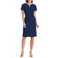 You're sure to love having this stylish sheath dress from Focus By Shani in your wardrobe. You're sure to love having this stylish sheath dress from Focus By Shani in your wardrobe. FEATURES Splitneck Zipper back closure Set-in short sleeves Belk detail at waist LinedFIT & SIZING 39-in. length from shoulder to hemFABRIC & CARE Polyester Dry clean Imported Size: 10. Color: Navy. Gender: female. Age Group: adult. Blue Dresses With Notched Neckline, Sheath Dress For Office Wear, Spring Career Dress In Blue, Blue Career Dresses For Spring, Blue Spring Career Dress, Sheath Midi Dress For Career, Blue Sheath Dress For Career, Blue Knee-length Office Dress, Blue Fitted Career Dress