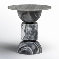 a marble table with a circular top