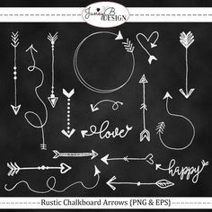 chalkboard arrows and hearts are drawn on the blackboard