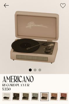 an old - fashioned record player is shown in this ad for the americano brand