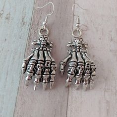 Gothic earrings, skull earrings, gothic jewelry, skull jewelry, goth jewelry, goth earrings, gifts for her, halloween earrings, punk earring Earrings Skull, Jewelry Goth, Hand Earrings, Earrings Punk, Earrings Gothic, Goth Earrings, Punk Earrings, Skull Lover, Gothic Earrings