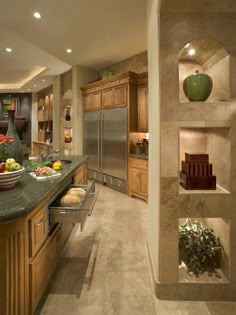 a kitchen filled with lots of counter top space