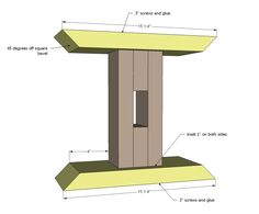 an image of a bird house with measurements for the top and bottom part on it