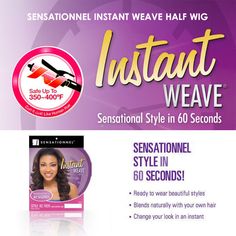 Sensationnel Instant Weave Half Wig NEWPORT, 100% Premium Fiber, Sensational style in 60 seconds, Safe up to 350-400°F, Sombre is available, ebonyline.com Weave Curls, Wig Boutique, Back Combing, Half Wig, Remy Hair Weave, Step By Step Hairstyles, 360 Lace Wig, Human Braiding Hair, Quick Weave