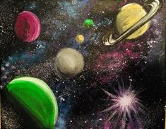 this is an oil painting of the solar system