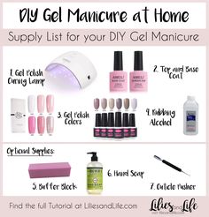 DIY Gel Manicure | Lilies and Life - Interior Decorating | Blog | Home Decor | DIY Winter Gel Nails, Gel Manicure Diy, Diy Gel Manicure, Gel Manicure Colors, Manicure Tutorials, Gel French Manicure, Home Manicure