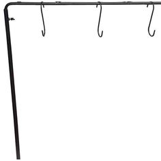 a black metal rack with two hooks on it