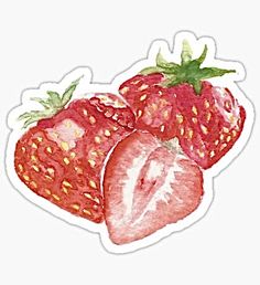 two strawberries sticker on a white background