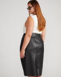 Silaro Faux Leather Skirt - Black Chic Faux Leather Midi Skirt, Chic Faux Leather Lined Skirt, Chic Faux Leather Skirt With Lined Detail, Chic Faux Leather Mini Pencil Skirt, Chic High Waist Leather Mini Skirt, Chic Faux Leather Skirt, Chic Leather Pencil Skirt, Puffer Vest Fashion, Business And Pleasure