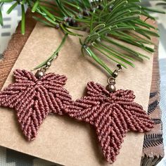 Autumn Rust Leaves Macrame Earrings, inc Free UK Delivery, Boho jewellery, nature lover, stocking filler A beautiful pair of handmade macrame earrings using brown waxed cord and a dainty metal bead. Lead and Nickel Free metal plated ear wires. Measure 1.5 inch in length and width, and approx 2inches with drop. I welcome custom orders so feel free to message me here or via Facebook/Instagram @sianelendesigns Handmade Leaf-shaped Nature-inspired Earrings, Leaf-shaped Brown Earrings Gift, Handmade Brown Leaf-shaped Jewelry, Brown Leaf-shaped Earrings Gift, Brown Leaf-shaped Earrings For Gift, Handmade Brown Nature-inspired Earrings, Bohemian Brown Leaf-shaped Earrings, Handmade Natural Earrings With Nature-inspired Style, Handmade Natural Nature-inspired Earrings