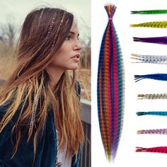 PRICES MAY VARY. Material:100% Japan High Temperature Fiber Weight:about 0.5 lb; Length:Approx 16" ; Color: Mix Colors (May Vary By Monitor) Package Include:50pcs Syntheic Feathers + 100pcs Silicon Micro Ring Beads + 1pc Plier + 1pc Hook Occasions:The ideal hairstyle offers choices for Parties, Events, Raves, Music Festivals, Concerts, Clubs and Daily Wear. After-sale service: If you have any problem, please contact us, we will solve it for you within 24 hours. Hair Feathers, Feather Extensions, Feather Hair Extensions, Hair Tinsel, Feather Hair, Festival Hair, Hair Wraps, Colored Hair, Feathered Hairstyles