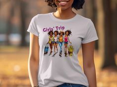 **Celebrate Sisterhood with Style on Your Next Girl's Trip Embrace your next adventure with our custom-designed t-shirts, perfect for black women hitting the road with their girlfriends. Whether you're planning a relaxing caribbean getaway, soulful Napa Valley retreat, or a lively European getaway, our tees are crafted to keep you comfy and stylish. **Features of the Gildan 64000 Softstyle Adult T-Shirt - **Material Soft, breathable 100% ring-spun cotton. Heather colors blend cotton with polyester for a cozy feel. - **Weight Lightweight at 4.5 oz, ideal for travel and all-day wear. - **Sizes Everyone fits in here! Available in S to 3XL. - **Style Flaunt your curves with a semi-fitted cut and a modern classic fit that looks great on everyone. - **Comfort Enjoy the smooth feel of taped neck Casual Sublimation Design With Custom Print, Casual Travel Outfit Summer, Casual Travel Outfit, Vacation Graphic, 50s Look, Travel Outfit Summer, Women Travel, Travel Design, Black Culture