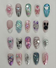 Creative Nail Ideas, Hippie Nails, Punk Nails, Aesthetic Nails, Soft Nails, Ideas Nails