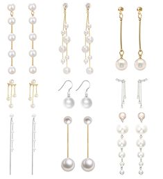 PRICES MAY VARY. Womens Simulated Pearl Long Tassel Drop Earrings: 9 pairs different styles of faux pearl dangle earrings in one package that can show your different styles and charm. Simple and elegant pearl earrings set are suitable for women; Easy to match clothes Quality Materia: The long dangle earrings are made of faux pearls alloy and rhinestones. Featuring a simple and generous style, not only are these long tassel drop earrings stylish and attractive, they are quite suited for sensitive Earrings Cross, Pearl Earring Set, Long Pearl Earrings, Pearl Dangle Earrings, Faux Pearl Earrings, Diy Wire Jewelry, Tassel Drop Earrings, Statement Drop Earrings, Long Dangle Earrings