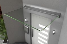 an open door with green lines going through it to the left and right side of the door