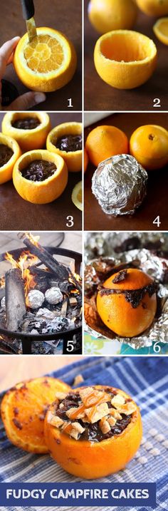 oranges are being cooked and put on the grill to be used as desserts