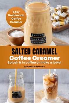 salted caramel coffee creamer recipe in a mason jar