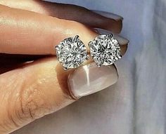 Trendy Fashion 4 Ct Round Cut Moissanite FL/D Stud Earrings 14K White Gold 8mm Screw Back $695, Jewelry & Watches Studs For Men, Boys Jewelry, Bracelet Shop, Necklace Ring, Sparkle Jewelry, Moissanite Earrings, Round Stud Earrings, Gemstone Studs, Swarovski Earrings