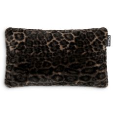 the leopard print pillow is made from faux fabric and has a long, plush back