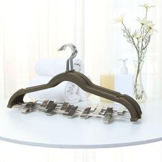 Gray Velvet Trousers Hangers - FredCo International rugs furniture theFredCo FredCo Best Hangers, Trouser Hangers, Skirt Hangers, Hanger Clips, Velvet Hangers, Pant Hangers, Velvet Clothes, Velvet Trousers, Suit Shirts