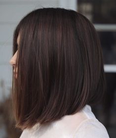 Inverted Dark Chocolate Lob Inverted Lob, Long Inverted Bob, Long Graduated Bob, Asymmetrical Haircuts, Straight Long Bob, Long Asymmetrical Bob, Corte Long Bob, Balayage Straight Hair