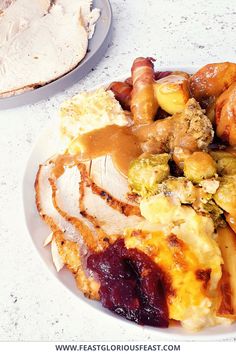 a white plate topped with different types of food