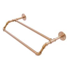 two brass colored metal towel racks on a white background